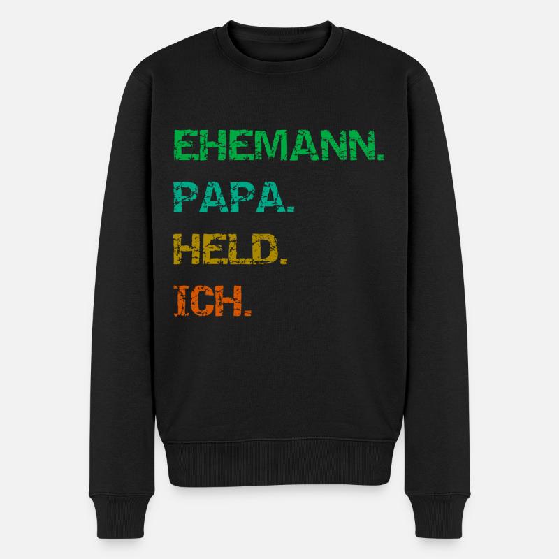 Ehemann Papa Held Ich - Männer Premium Bio Pullover - Schwarz
