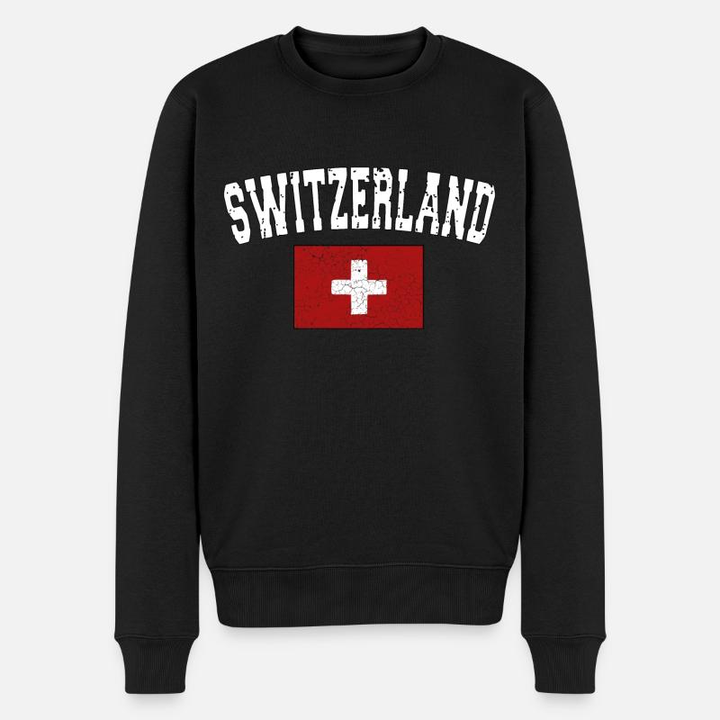SWITZERLAND - Pavillon suisse - usedlook - Pull Premium bio Homme - noir