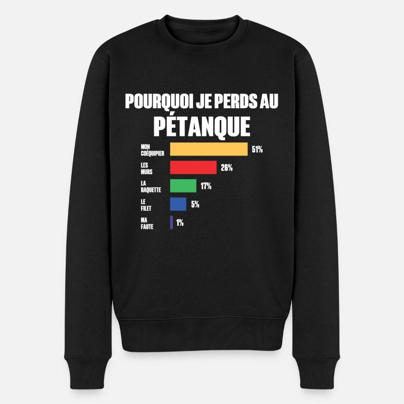 Pétanque-Trikot Ich kann kein Pétanque haben - Männer Premium Bio Pullover - Schwarz