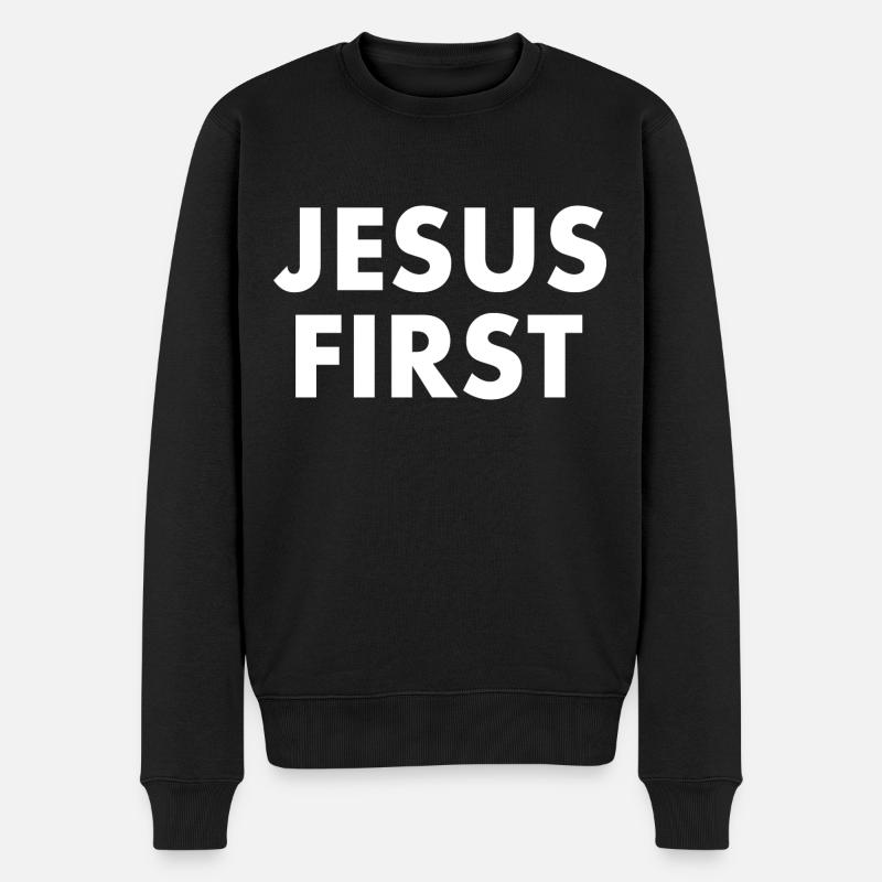 Jesus first - Pull Premium bio Homme - noir