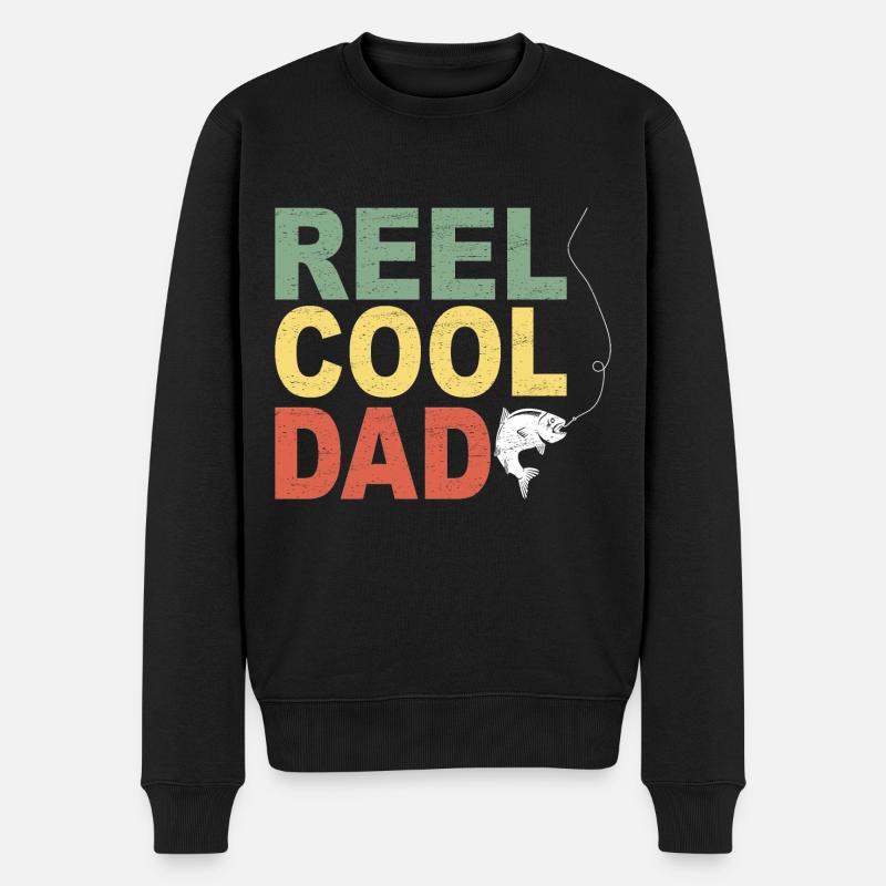 Fischen Dad Geschenkidee - Männer Premium Bio Pullover - Schwarz