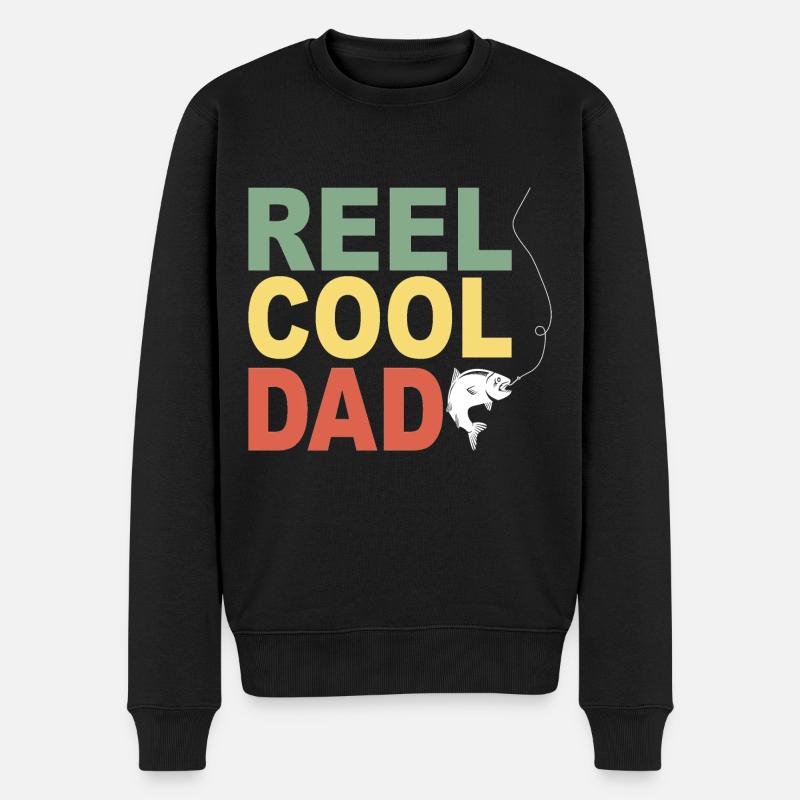 Fischen Dad Geschenkidee - Männer Premium Bio Pullover - Schwarz