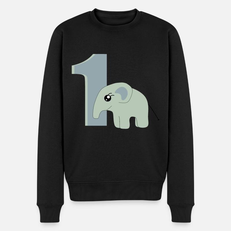 1. Geburtstag Zahl 1 Elefant Baby - Männer Premium Bio Pullover - Schwarz