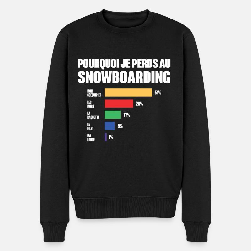 Maillot snowboarding je peux pas j'ai snowboarding - Pull Premium bio Homme - noir