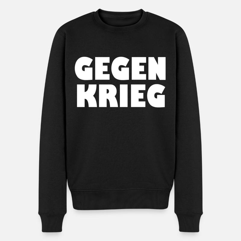 Gegen krieg - Männer Premium Bio Pullover - Schwarz