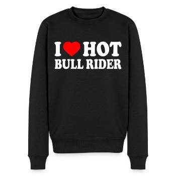 I love hot bull rider - Männer Premium Bio Pullover - Schwarz - Vorne - Nico (187cm)