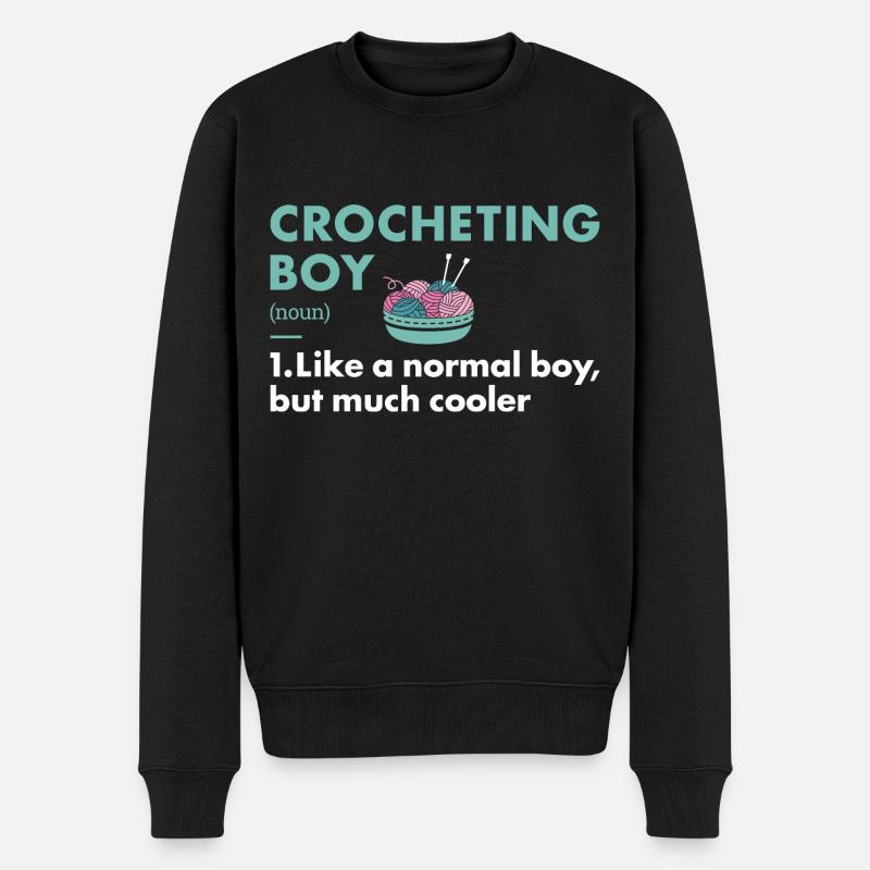 Crocheter Boy Definition Crocheting - Männer Premium Bio Pullover - Schwarz