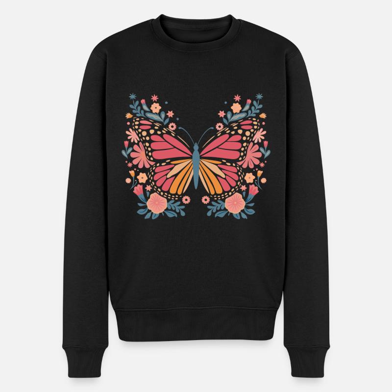 papillon monarque papillon papillons colorés - Pull Premium bio Homme - noir