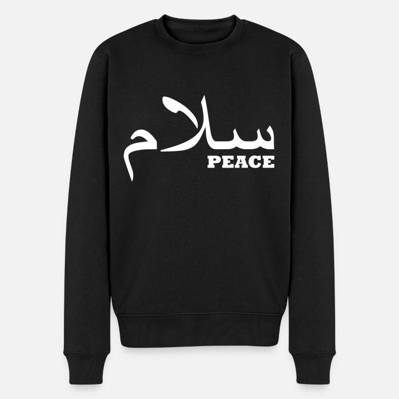 Frieden auf arabisch - Männer Premium Bio Pullover - Schwarz