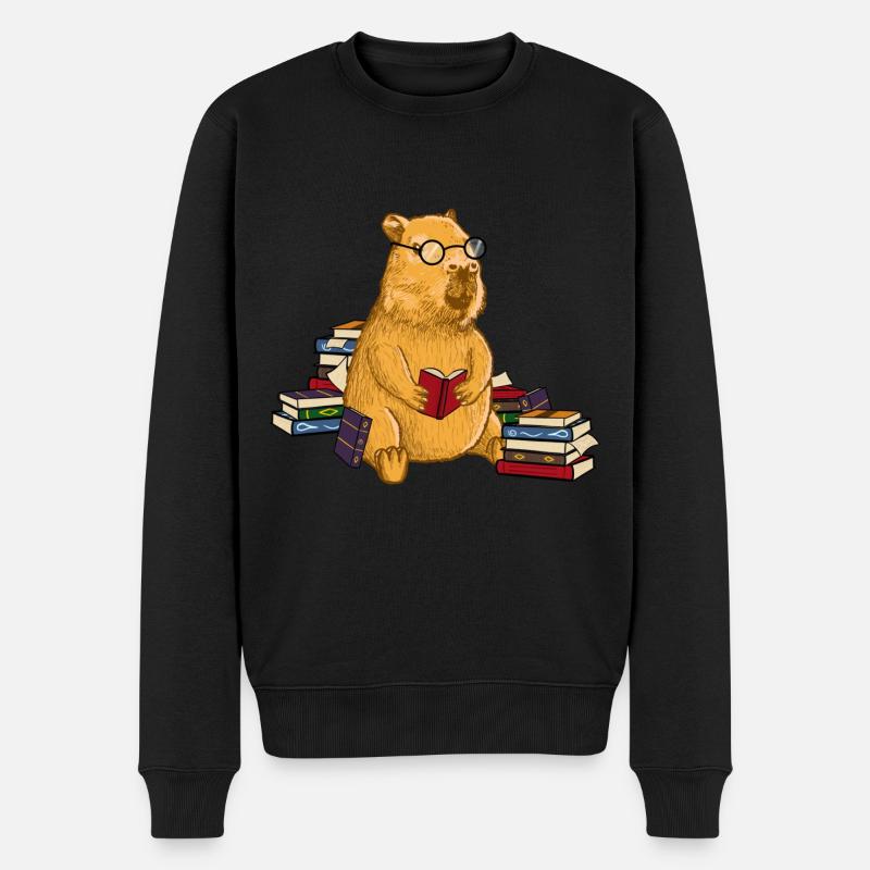 Nerd Capybara mit Brille - Männer Premium Bio Pullover - Schwarz