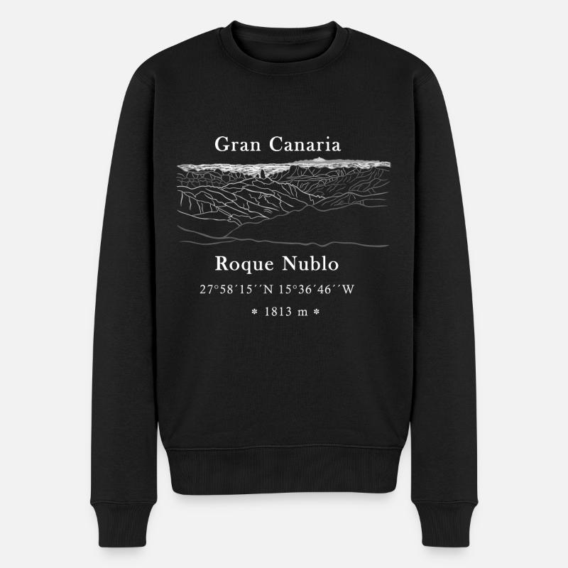 Berg Roque Nublo Gran Canaria Teneriffa grau weiß - Männer Premium Bio Pullover - Schwarz