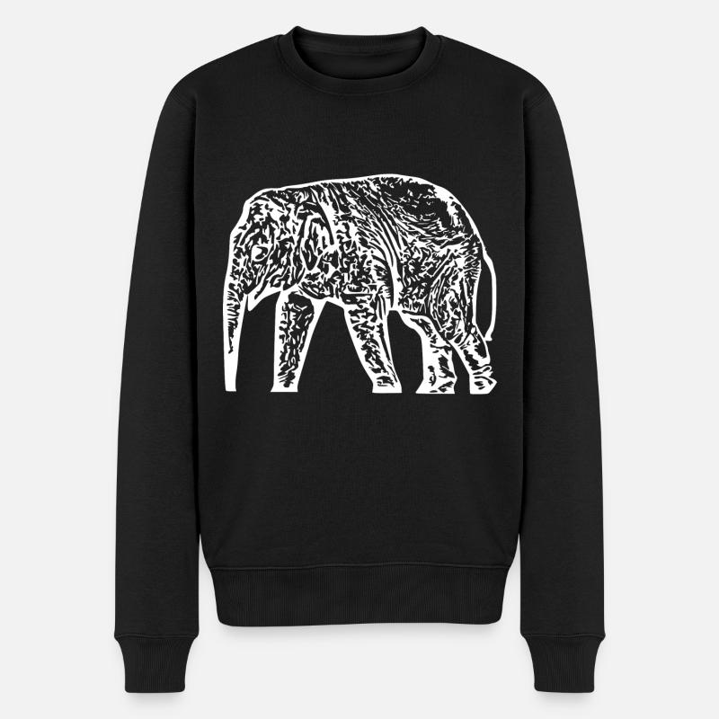 Elefant Baby weiß - Männer Premium Bio Pullover - Schwarz