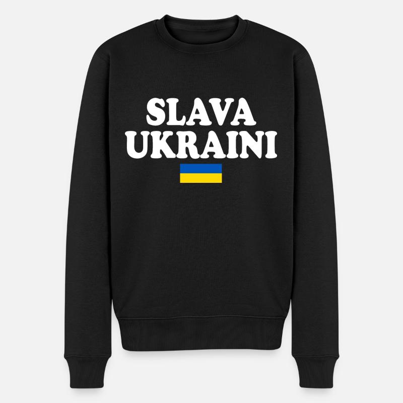 Slava ukraini - Männer Premium Bio Pullover - Schwarz