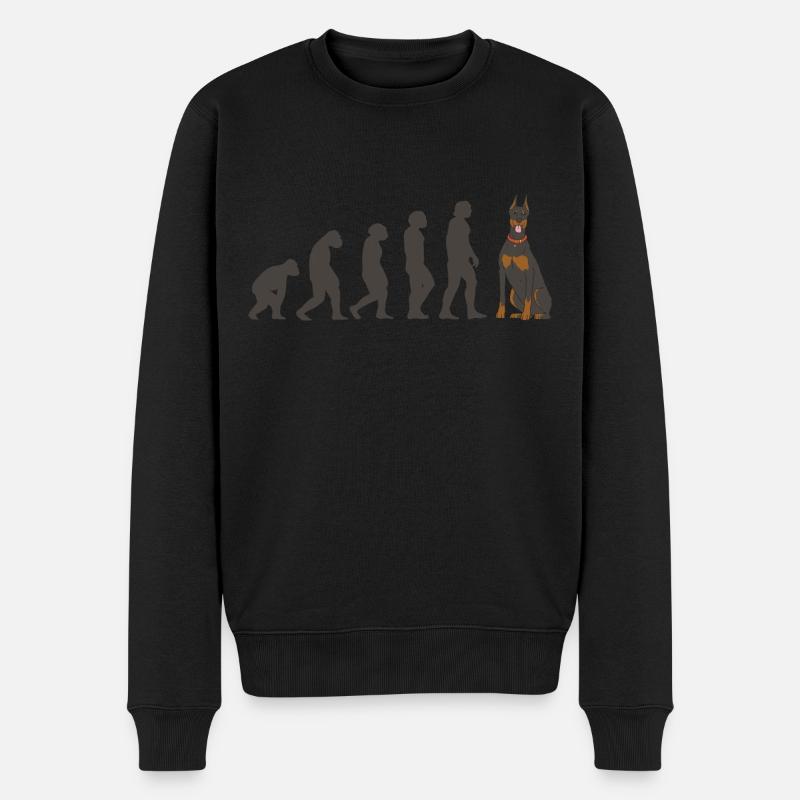 Evolution Doberman Pinscher - Männer Premium Bio Pullover - Schwarz