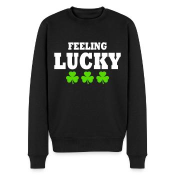 feeling lucky - Männer Premium Bio Pullover - Schwarz - Vorne - Nico (187cm)