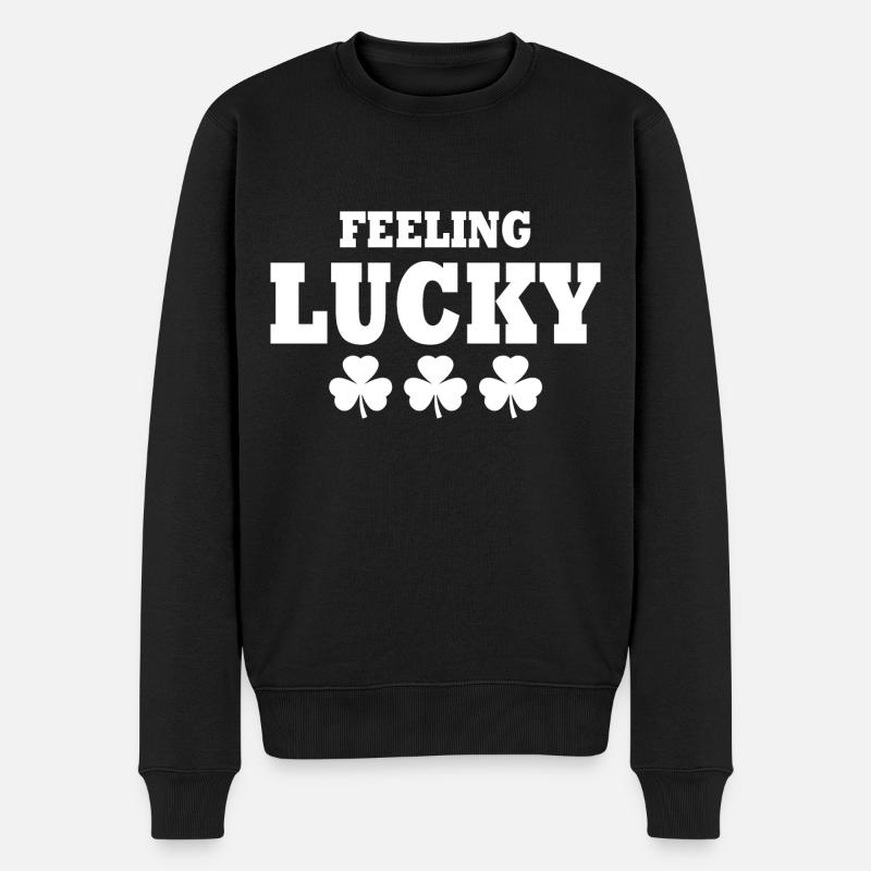 feeling lucky - Männer Premium Bio Pullover - Schwarz