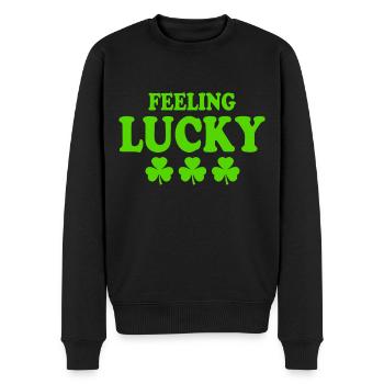 feeling lucky - Männer Premium Bio Pullover - Schwarz - Vorne - Nico (187cm)