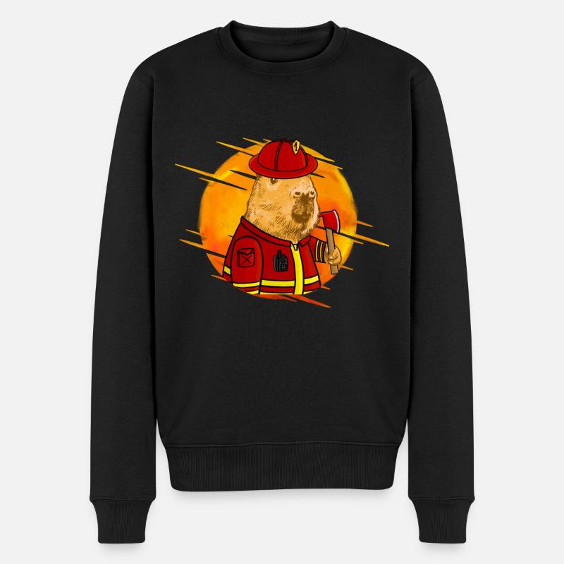 Feuerwehrmann Capybara - Männer Premium Bio Pullover - Schwarz