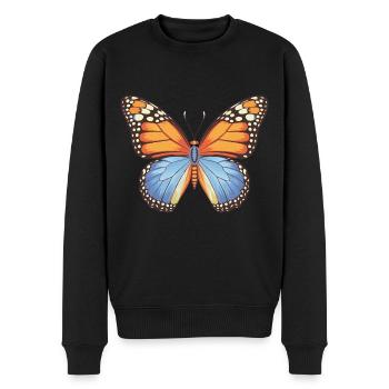 Schmetterling Monarchfalter Bunt Schmetterlinge - Männer Premium Bio Pullover - Schwarz - Vorne - Nico (187cm)