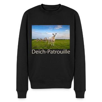 Deich Patrouille - Schafe auf dem Deich - Männer Premium Bio Pullover - Schwarz - Vorne - Nico (187cm)