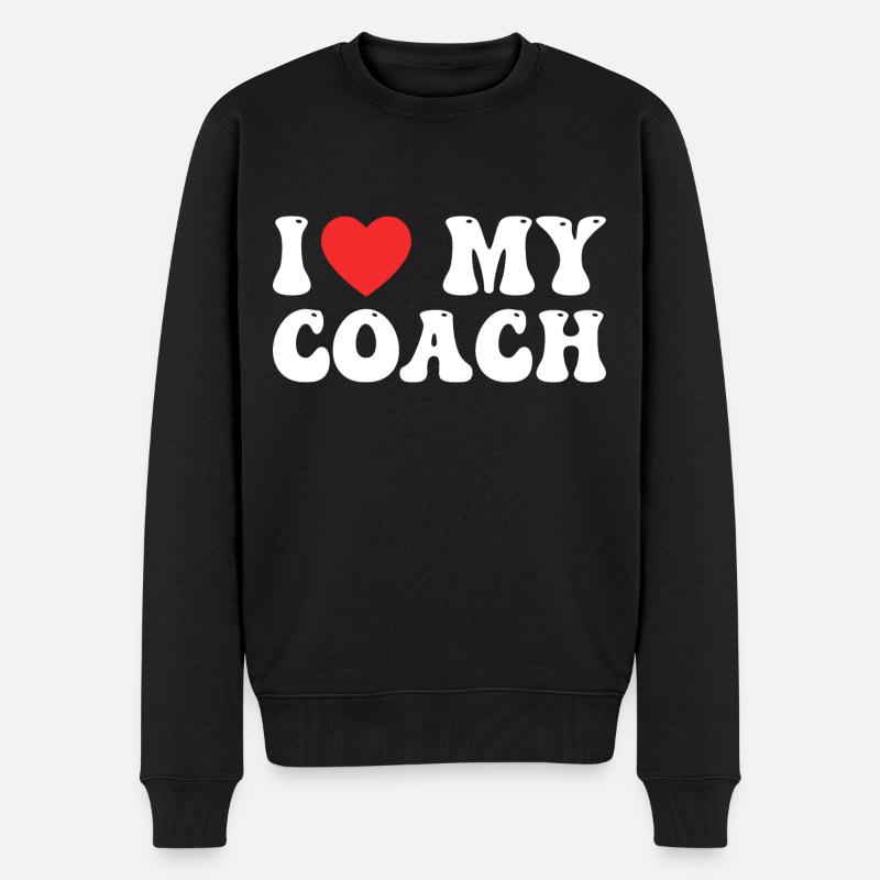 Ich liebe meinen Coach - Männer Premium Bio Pullover - Schwarz