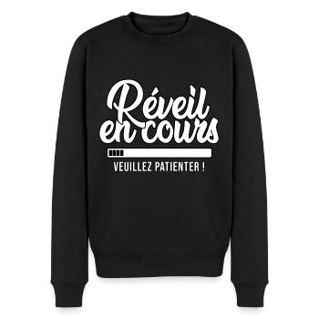 humour réveil en cours tshirt personnalisé - Pull Premium bio Homme - noir - Devant - Nico (187cm)