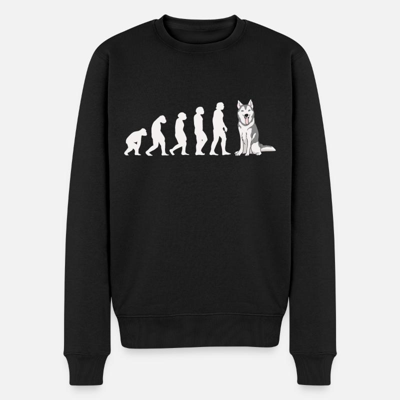 Evolution Siberian Husky - Männer Premium Bio Pullover - Schwarz