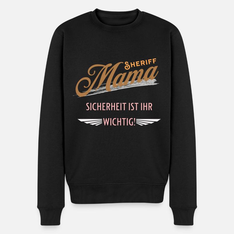 Mama Sheriff Mutter Mami Ehefrau - Männer Premium Bio Pullover - Schwarz