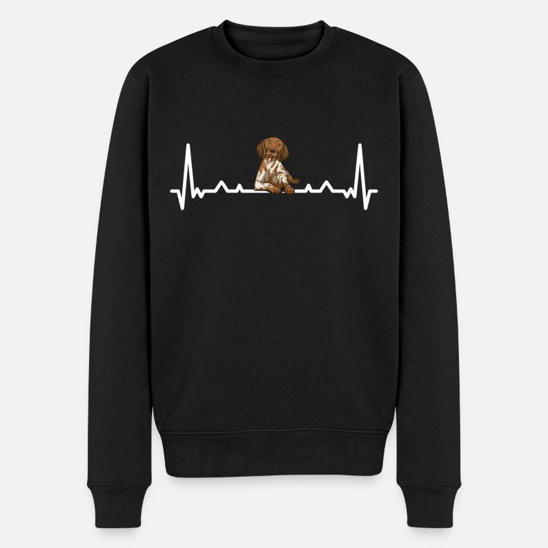 Heartbeat German Shorthaired Pointer - Männer Premium Bio Pullover - Schwarz