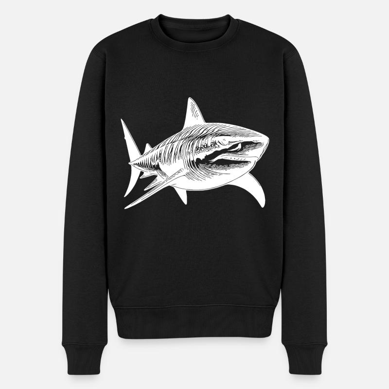 Großer Tigerhai Hai Taucher Lieblingstier - Männer Premium Bio Pullover - Schwarz