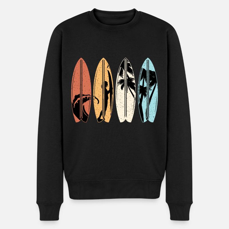 Surf surfer cadeau Vintage Surf Surf Surf Plage - Pull Premium bio Homme - noir