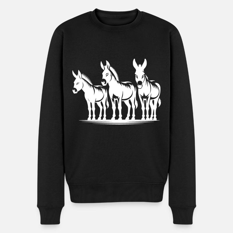 Esel Freunde Gruppen Porträt - Männer Premium Bio Pullover - Schwarz