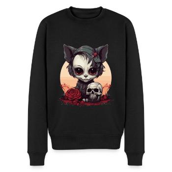 Mignon Chaton Gothique Emo - Pull Premium bio Homme - noir - Devant - Nico (187cm)