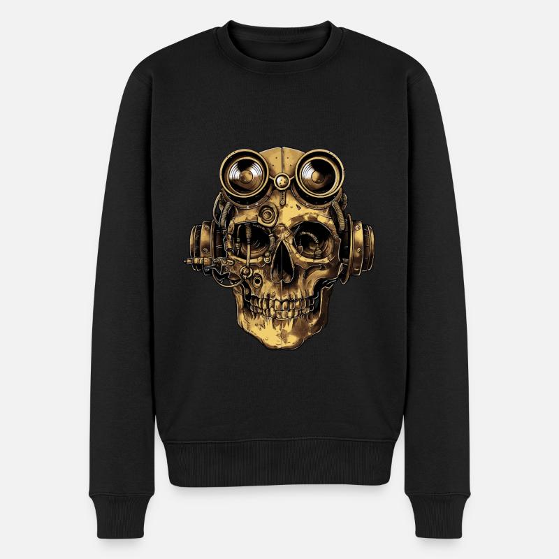 Steampunk Zombie Totenkopf - Männer Premium Bio Pullover - Schwarz