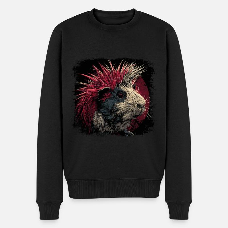 Meerschweinchen Punk - Männer Premium Bio Pullover - Schwarz