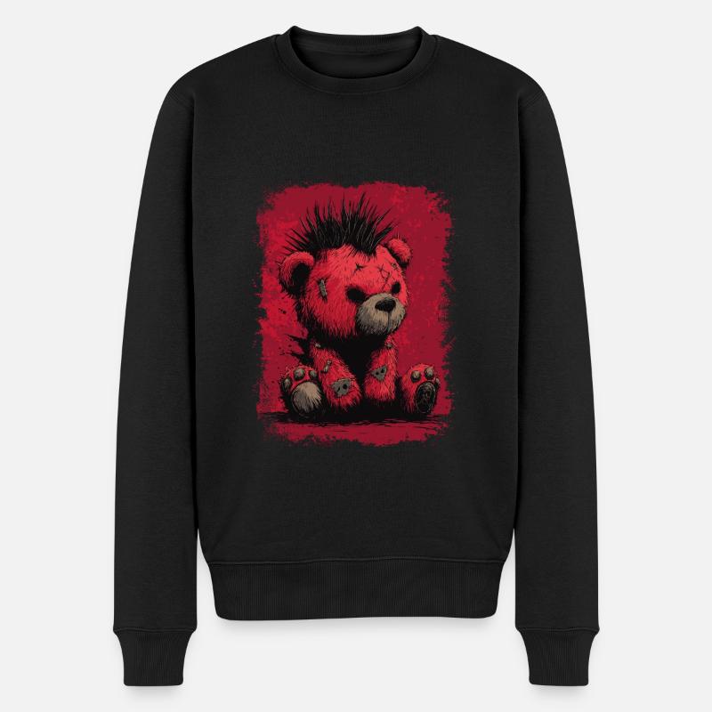 Niedlicher Punk Teddybär - Männer Premium Bio Pullover - Schwarz