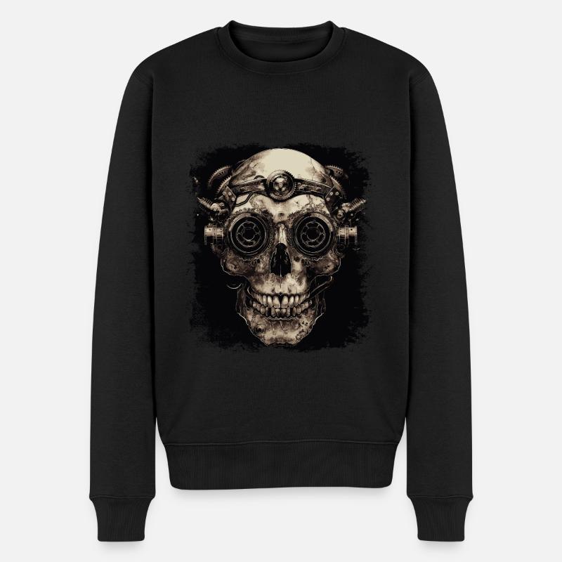 Crâne de zombie steampunk - Pull Premium bio Homme - noir