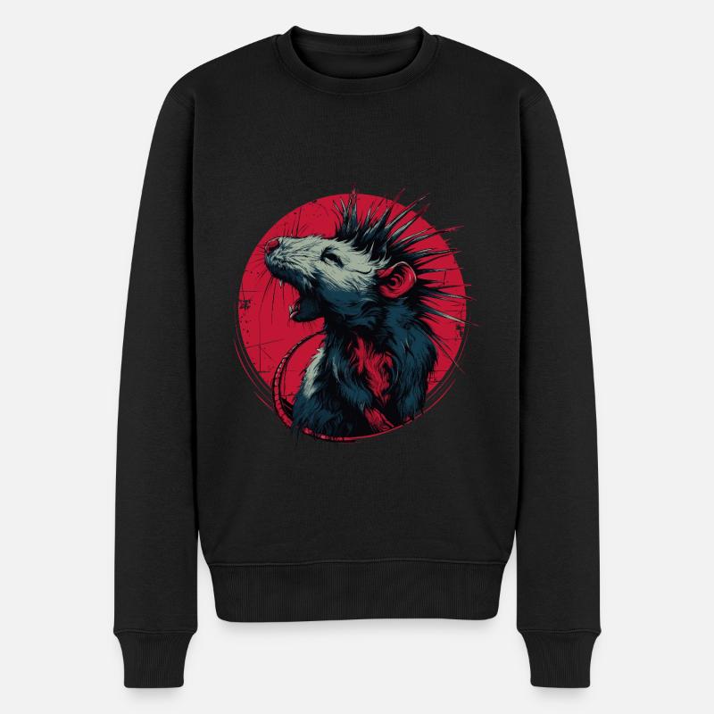 Punkrock Ratte - Männer Premium Bio Pullover - Schwarz