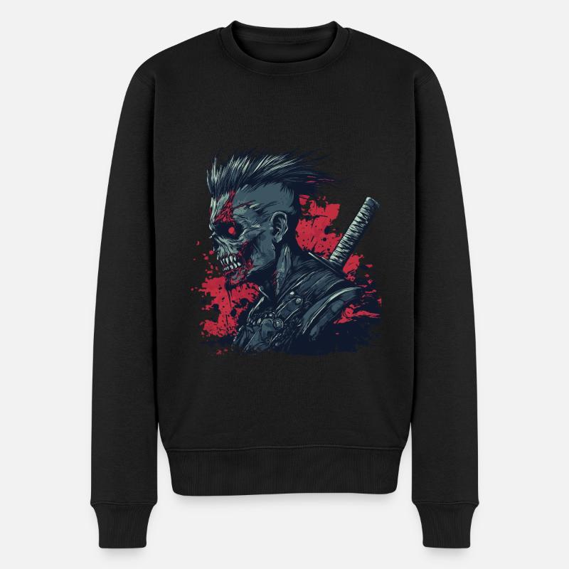 Zombie Ninja Punk - Männer Premium Bio Pullover - Schwarz