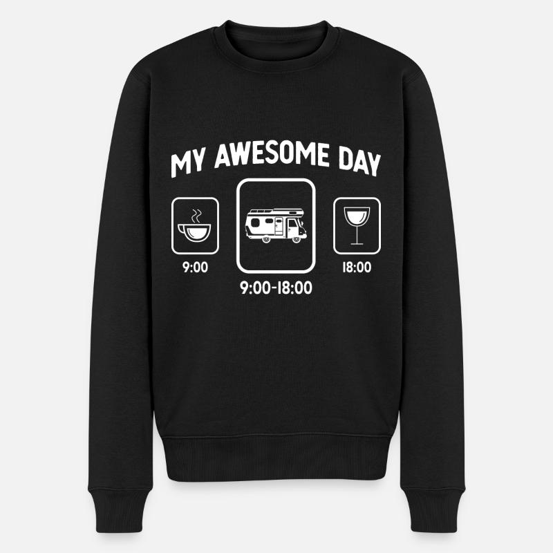 Mein toller Tag - Wein - Camping Van - - Männer Premium Bio Pullover - Schwarz