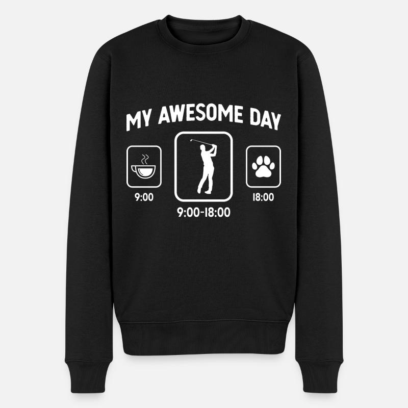Mein toller Tag - Hundepfote - Golf - - Männer Premium Bio Pullover - Schwarz
