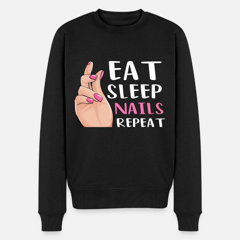 Eat Sleep Nails Repeat - Männer Premium Bio Pullover - Schwarz