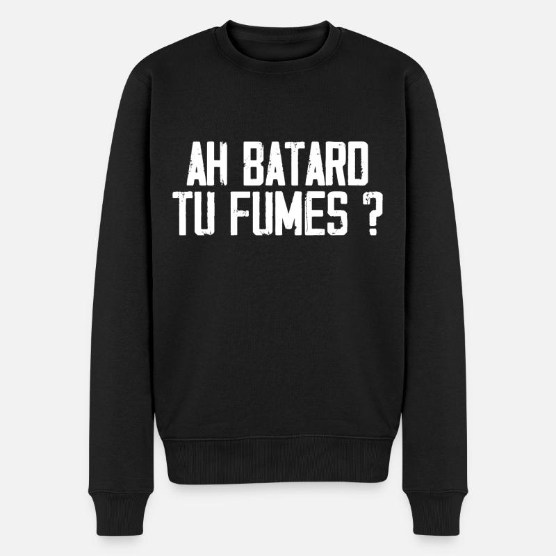 Oh Bastard, rauchst du? - Männer Premium Bio Pullover - Schwarz
