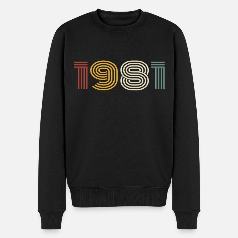 1981 Retro Style 1981 Geburtstag 1981 Vintage - Männer Premium Bio Pullover - Schwarz