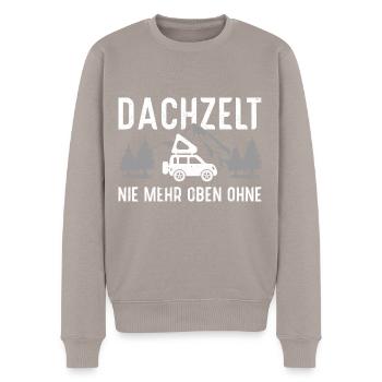 Dachzelt - (c) - Männer Premium Bio Pullover - Taupe - Vorne - Nico (187cm)