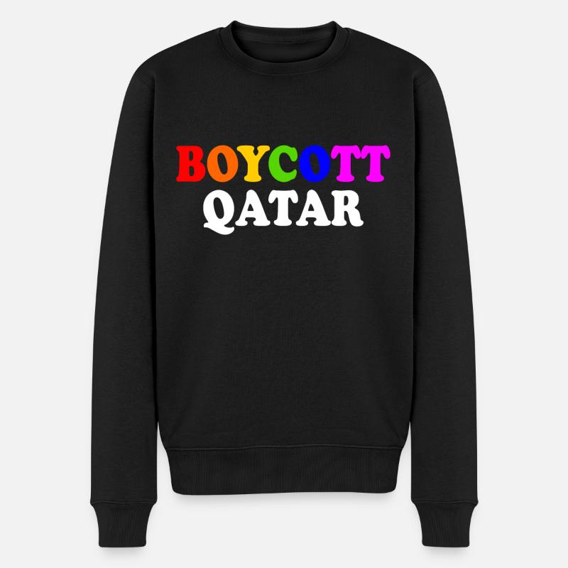 Boycott qatar - Männer Premium Bio Pullover - Schwarz