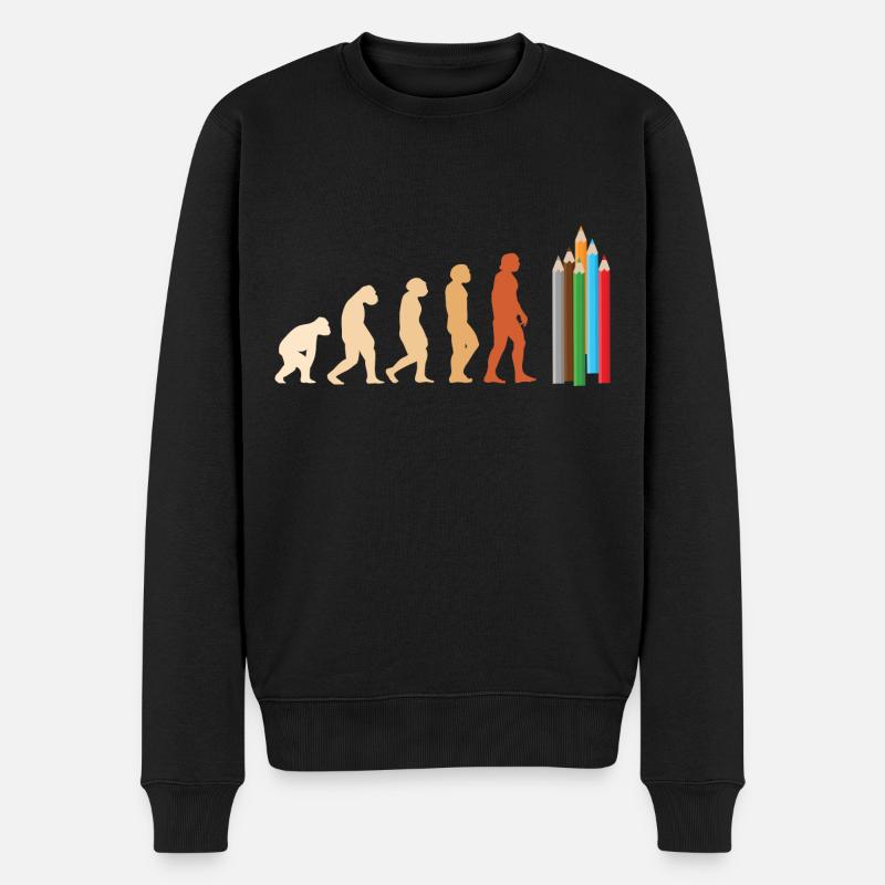 Drawer Evolution Drawing - Männer Premium Bio Pullover - Schwarz