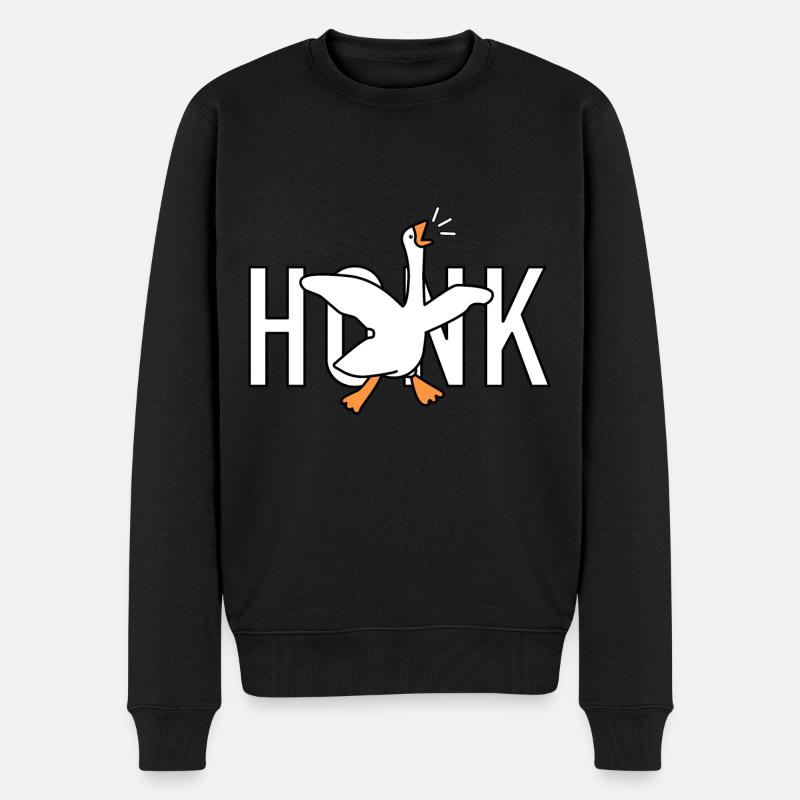Lustige Gans HONK - Männer Premium Bio Pullover - Schwarz