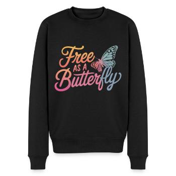 Schmetterling Monarchfalter Bunt Schmetterlinge - Männer Premium Bio Pullover - Schwarz - Vorne - Nico (187cm)