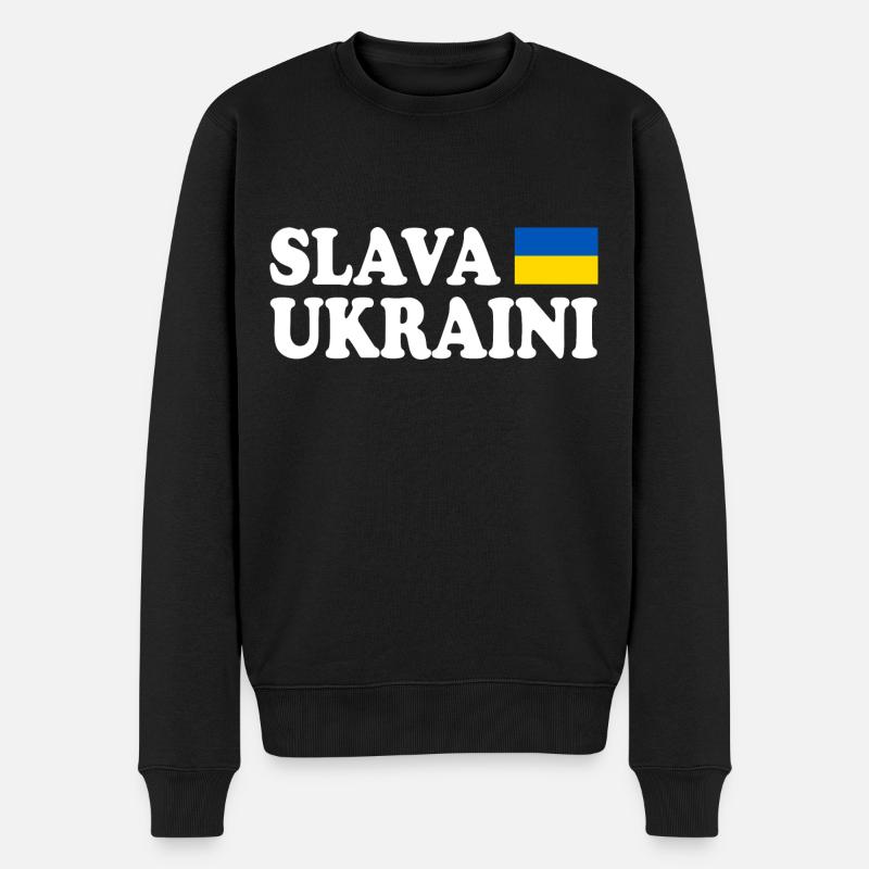 Slava ukraini - Männer Premium Bio Pullover - Schwarz